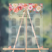 Hochzeitsdiagramm mit rosafarbenem Blumenwasser Acrylschild (Neutral)