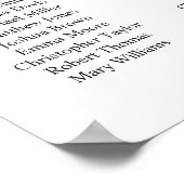 Hochzeitsdiagramm mit Schwarzweiß-Schrift Poster (Ecke)