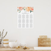 Hochzeitsdiagramm mit weichem Pfirsichfarben Poster (Küche)