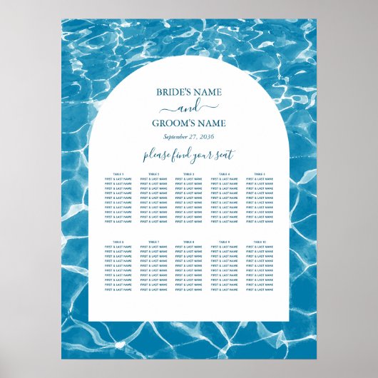 Hochzeitsdiagramm zum Blue Ocean Beach Poster (Vorne)