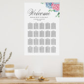 Hochzeitsdiagramm zwischen Rosa und Blau-Hydrangea Poster (Küche)