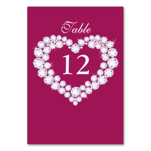 Hochzeitsdiamantherz-Rosa-Tischnummern Tischnummer