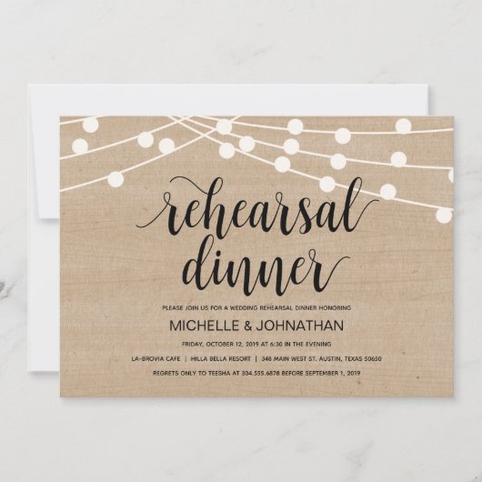 Hochzeitsdinner Probe Einladung (Vorderseite)