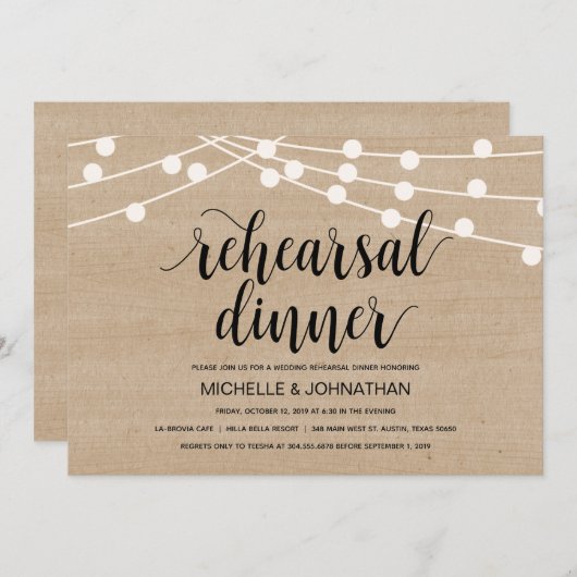 Hochzeitsdinner Probe Einladung (Vorne/Hinten)