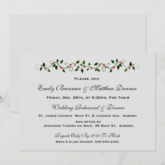 Hochzeitsdinner Probe Einladung (Vorne/Hinten)