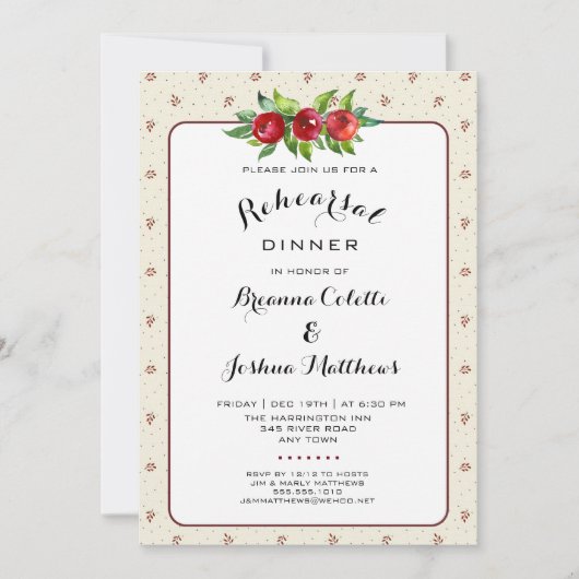 Hochzeitsdinner Probe Einladung (Vorderseite)