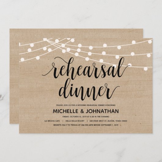 Hochzeitsdinner Probe Einladung (Vorne/Hinten)