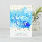 Hochzeitsdinner Probe zwischen Wasserfarbe und Kor Einladung (Stehend Vorderseite)