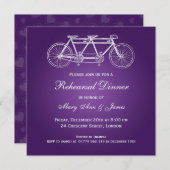 Hochzeitsdinner Tandem Bike Lila Einladung (Vorne/Hinten)