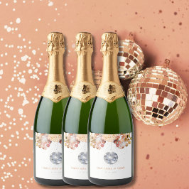 Hochzeitsdisco Ball Elegante Eleganz Schaumweinetikett