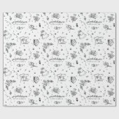 Hochzeitsdoodles anpassbares Design Geschenkpapier (Flach)