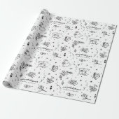 Hochzeitsdoodles anpassbares Design Geschenkpapier (Ungerollt)