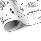 Hochzeitsdoodles anpassbares Design Geschenkpapier (Rolleneckpunkt)
