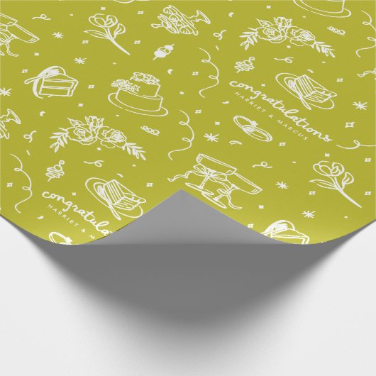 Hochzeitsdoodles anpassbares Design Geschenkpapier (Ecke)