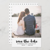 Hochzeitsdots Schwarz-Weiß-Save the Date Foto Save The Date (Vorne/Hinten)