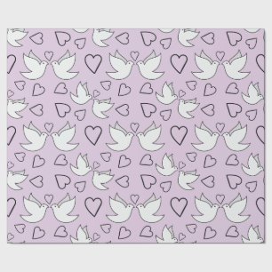 Hochzeitsdoves, Herz für Hochzeitsfeier nahtlos Geschenkpapier