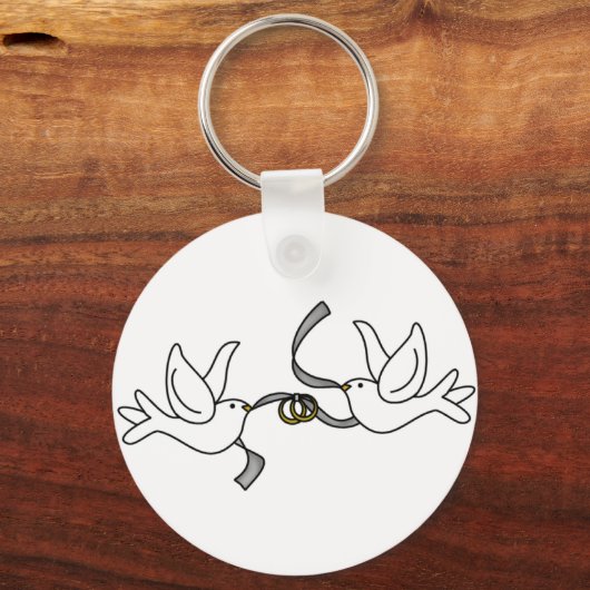 Hochzeitsdoves mit Rings Schlüsselanhänger (Vorderseite)