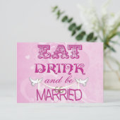 Hochzeitsdoves-UAWG auf Rosa Einladung (Stehend Vorderseite)