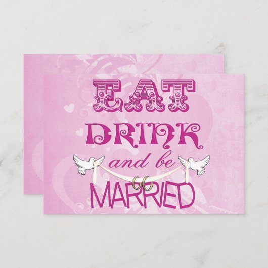 Hochzeitsdoves-UAWG auf Rosa Einladung (Vorne/Hinten)