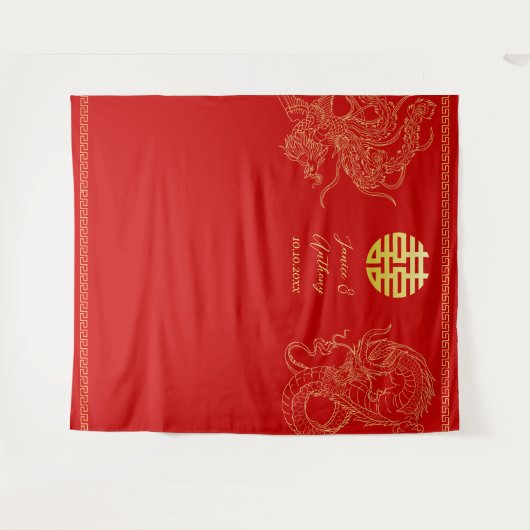 Hochzeitsdrache und Phönix-Hintergrund Wandteppich (Vorderseite (Horizontal))