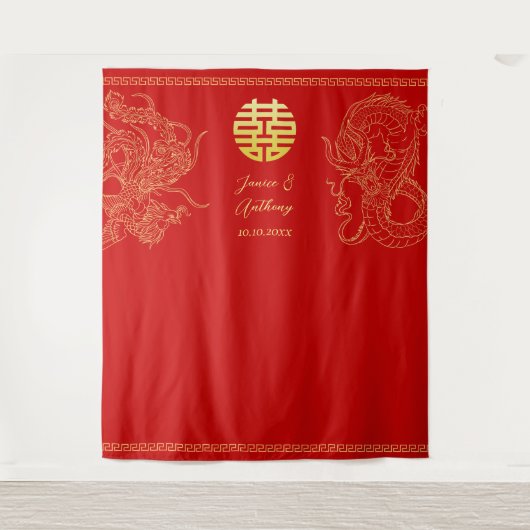 Hochzeitsdrache und Phönix-Hintergrund Wandteppich (Vorderseite)