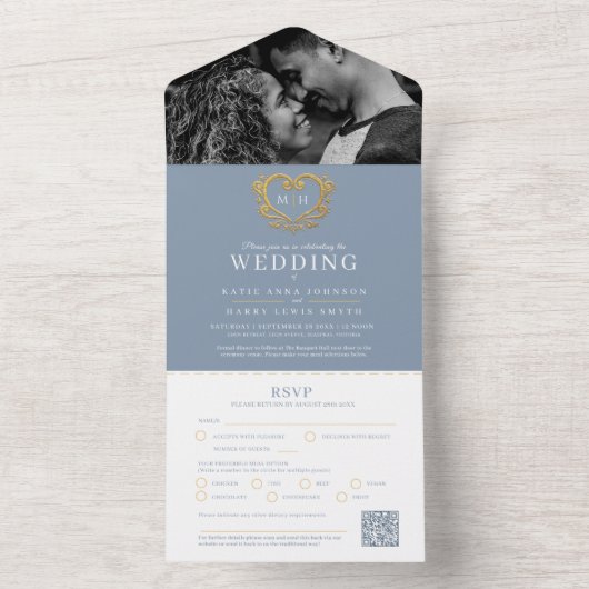 Hochzeitsdrossel All In One Einladung (Innen Boden)