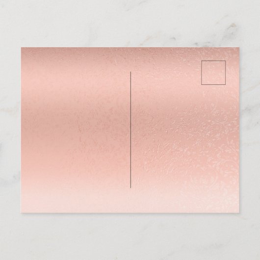 Hochzeitsdrossel-Rose Gold Ankündigungspostkarte (Rückseite)