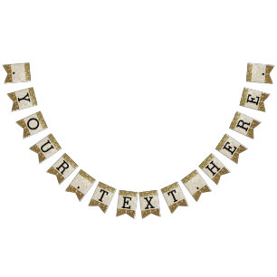 Hochzeitsdruck auf Gold-Glitzer Wimpelkette