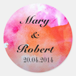 Hochzeitsdruck für Wasserfarben Runder Aufkleber