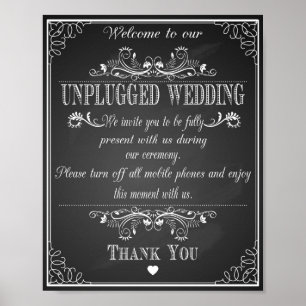 Hochzeitsdrucke "Unplugged Wedding Vintage Tafel Poster