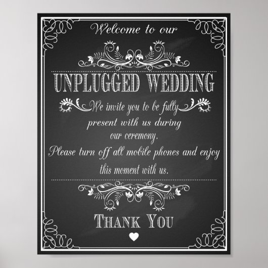 Hochzeitsdrucke "Unplugged Wedding Vintage Tafel Poster (Vorne)
