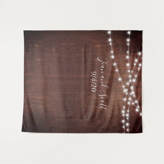 Hochzeitsdunkel Rustikale Saitenleuchten aus Holz Wandteppich (Vorderseite (Horizontal))