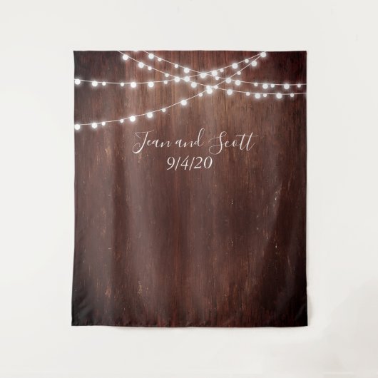 Hochzeitsdunkel Rustikale Saitenleuchten aus Holz Wandteppich (Vorderseite)