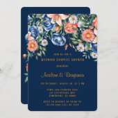 Hochzeitsdusche für Navy und Orange Peony Einladung (Vorne/Hinten)