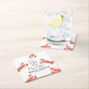 Hochzeitsdusche Handwasserfarbe Hummer Haupteinfan Rechteckiger Pappuntersetzer