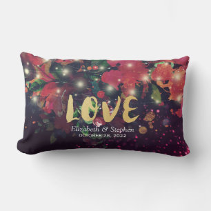 Hochzeitsduwe florale String Lights Lila Sparkle Lendenkissen