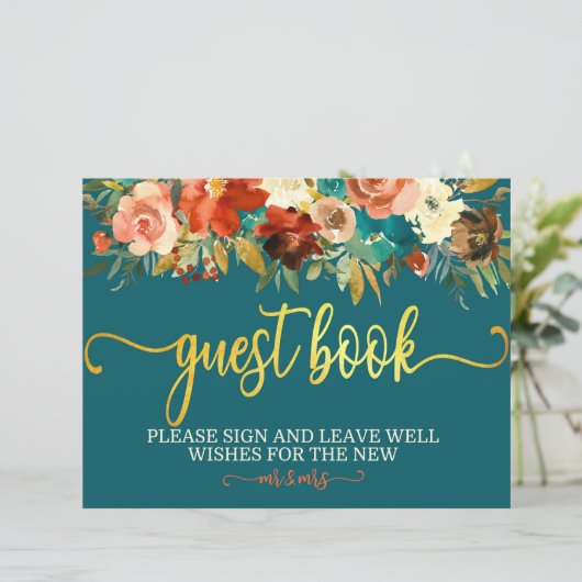 Hochzeitseglement - Aquamarin & orange Hochzeit (Stehend Vorderseite)