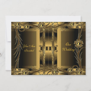 Hochzeitseinladung Altgold Art Deco Floral Einladung