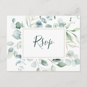 Hochzeitseinladung Ätherischer Eukalyptus Gold Grü Postkarte