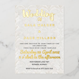 Hochzeitseinladung aus hellem Stein-Tan-Folie Folieneinladung