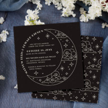 Hochzeitseinladung Black Moon & Stars Celestial
