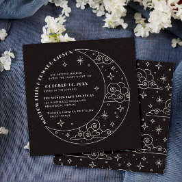 Hochzeitseinladung Black Moon & Stars Celestial Save The Date