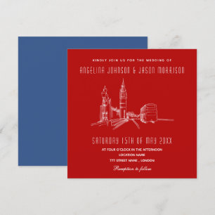 Hochzeitseinladung Blau Rot London Einladung