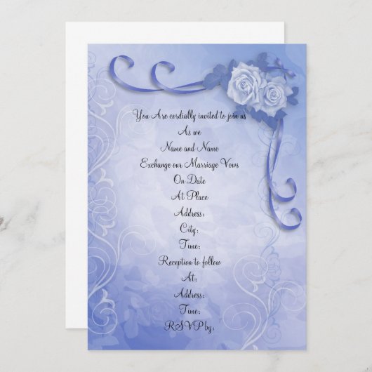 Hochzeitseinladung Blaue antike Rose Einladung (Vorne/Hinten)