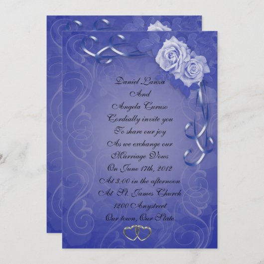 Hochzeitseinladung Blaue Rose Einladung (Vorne/Hinten)