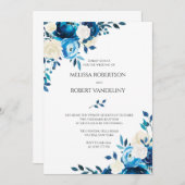 Hochzeitseinladung Blauer Rose Einladung (Vorne/Hinten)