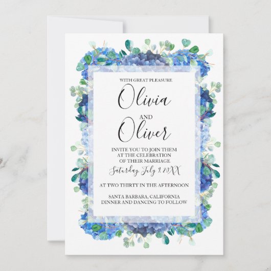 Hochzeitseinladung Blauhydrangea Einladung (Vorderseite)