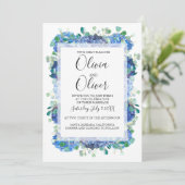 Hochzeitseinladung Blauhydrangea Einladung (Stehend Vorderseite)