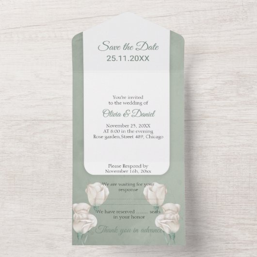 Hochzeitseinladung Bloral Save the Date All In One Einladung (Innen Boden)