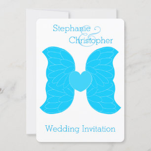 Hochzeitseinladung Blue Angel Wings Herzdesign Einladung